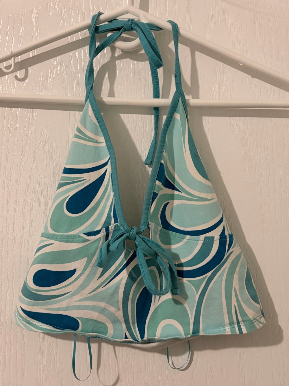 Blue Patterned Garage Halter Top